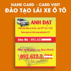 500 Name Card Taxi – Mẫu Danh Thiếp Cho Dịch Vụ Hợp Đồng Du Lịch – Đào Tạo Lái Xe