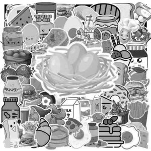Sticker Bo Banh Mi Trang Den 2