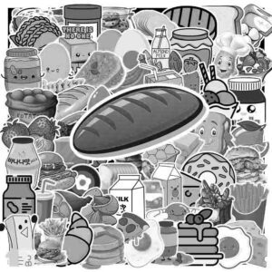 Sticker Bo Banh Mi Trang Den 3
