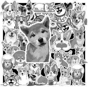 Sticker Corgi Trang Den 1