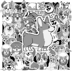 Sticker Corgi Trang Den 3