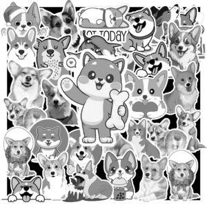 Sticker Corgi Trang Den 4