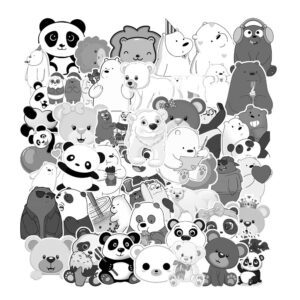 Sticker Hinh Gau Trang Den 2