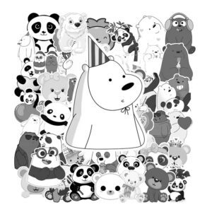 Sticker Hinh Gau Trang Den 4