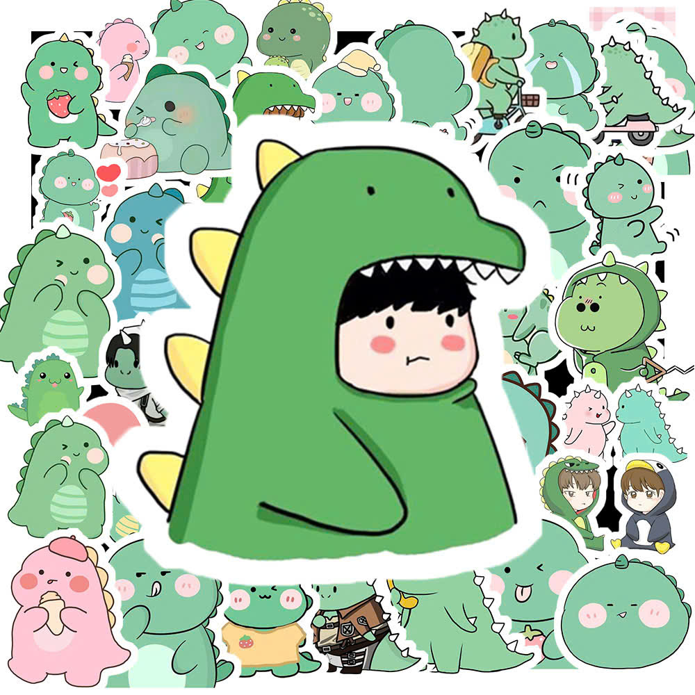 Sticker Khủng Long Xanh (7) Sticker Khung Long Xanh 7