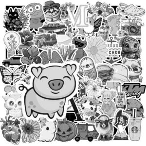 Sticker Mau Den Trang – Cuc Ngau Toi Gian Phong Cach Retro 2