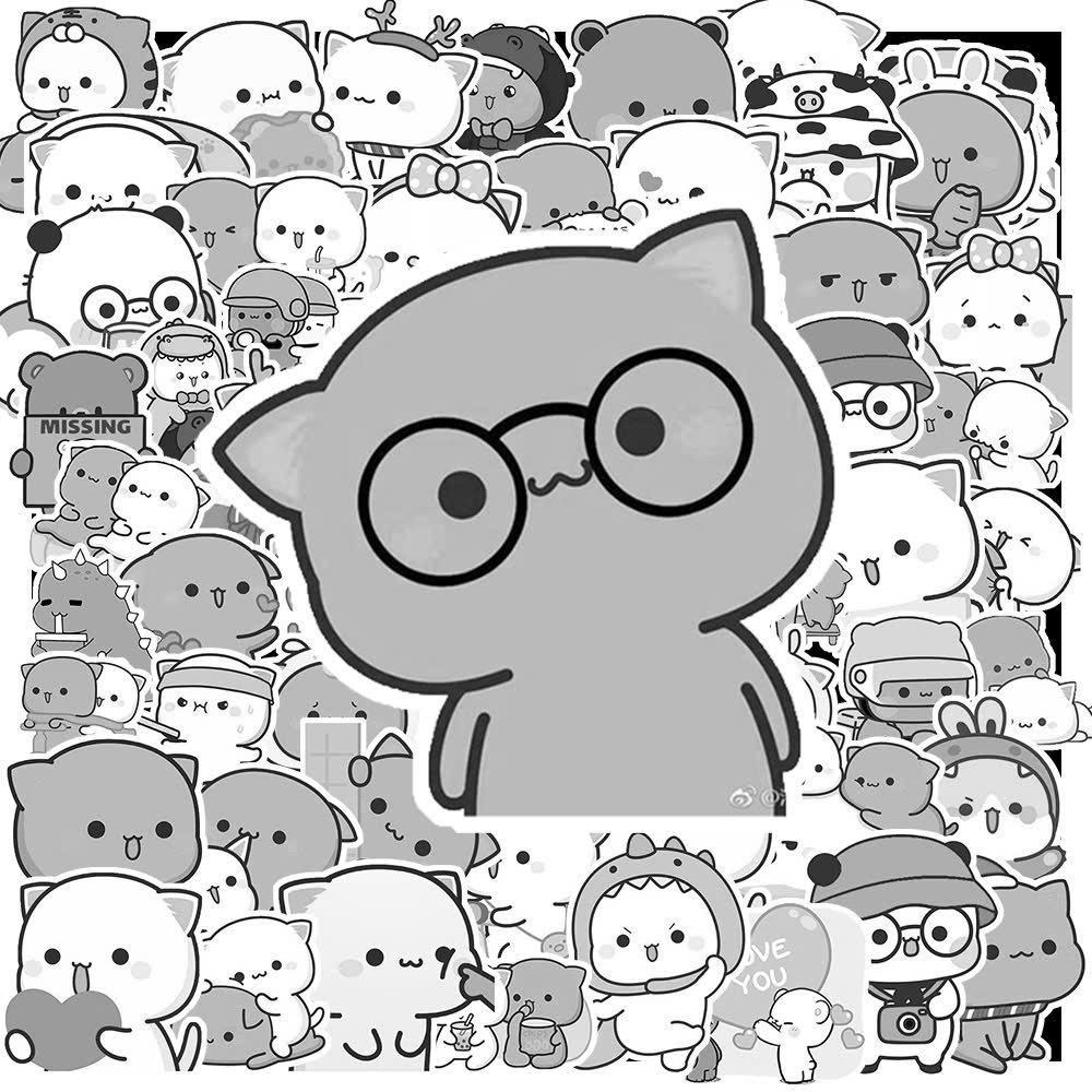 Sticker Mèo Mochi Trắng Đen (1) Sticker Meo Mochi Trang Den 1