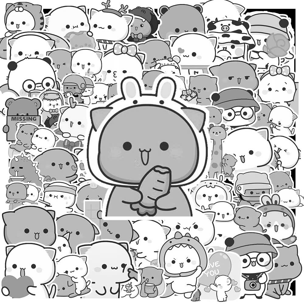 Sticker Mèo Mochi Trắng Đen (2) Sticker Meo Mochi Trang Den 2