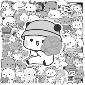 Bộ 100 Sticker Mèo Mochi Trắng Đen – Siêu Cute, Siêu Biểu Cảm, Dán Là Nghiện Sticker Meo Mochi Trang Den 3
