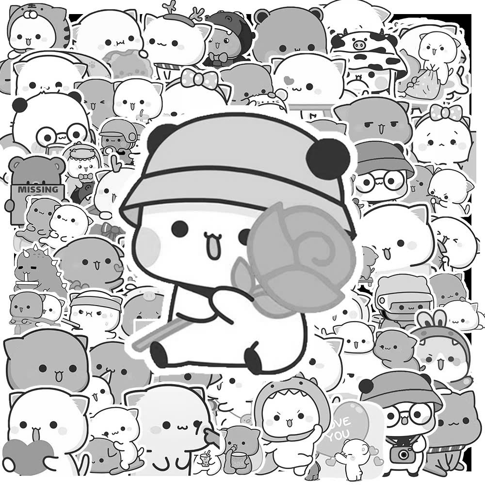 Sticker Mèo Mochi Trắng Đen (3) Sticker Meo Mochi Trang Den 3