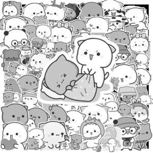 Bộ 100 Sticker Mèo Mochi Trắng Đen – Siêu Cute, Siêu Biểu Cảm, Dán Là Nghiện Sticker Meo Mochi Trang Den 4
