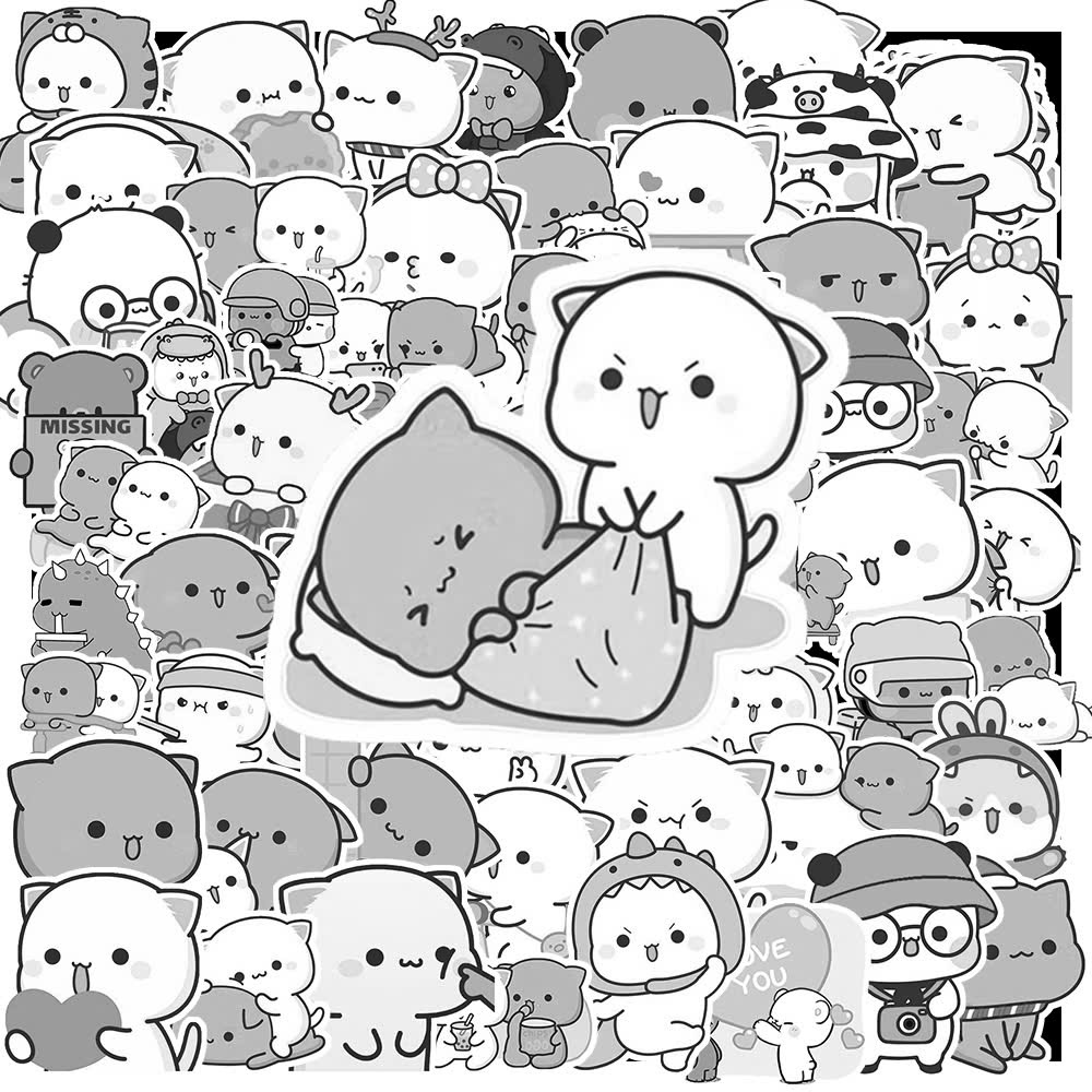 Sticker Mèo Mochi Trắng Đen (4) Sticker Meo Mochi Trang Den 4