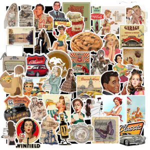 Bộ 100 Sticker Phong Cách Âu Mỹ Cổ Điển – Retro Vintage Chất Lừ!