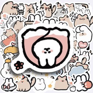 Bộ 60 Sticker Thỏ và Mèo – Combo Đáng Yêu "Đốn Tim" Mọi Tín Đồ Cute Sticker Tho va Meo 1 Copy