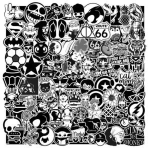 Bộ Sticker Trắng Đen – 100 Sticker Cực Chất, Tối Giản Nhưng Cá Tính