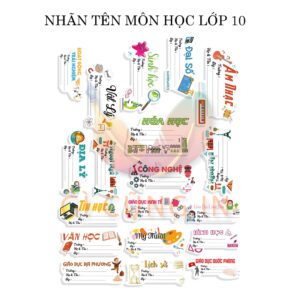 Combo Nhãn Tên Môn Học Cấp 3 – Dành Cho Lớp 10, 11, 12 – Phân Loại Dễ Dàng – Ghi Chép Rõ Ràng