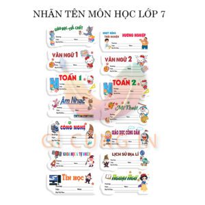 Combo 14 Nhãn Tên Môn Học Lớp 7 – Dễ Dán – Dễ Nhận Biết – Ghi Chép Rõ Ràng