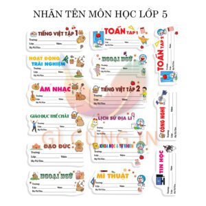 Combo 15 Nhãn Tên Môn Học Lớp 5 – Dễ Dán – Dễ Ghi – Dễ Phân Loại
