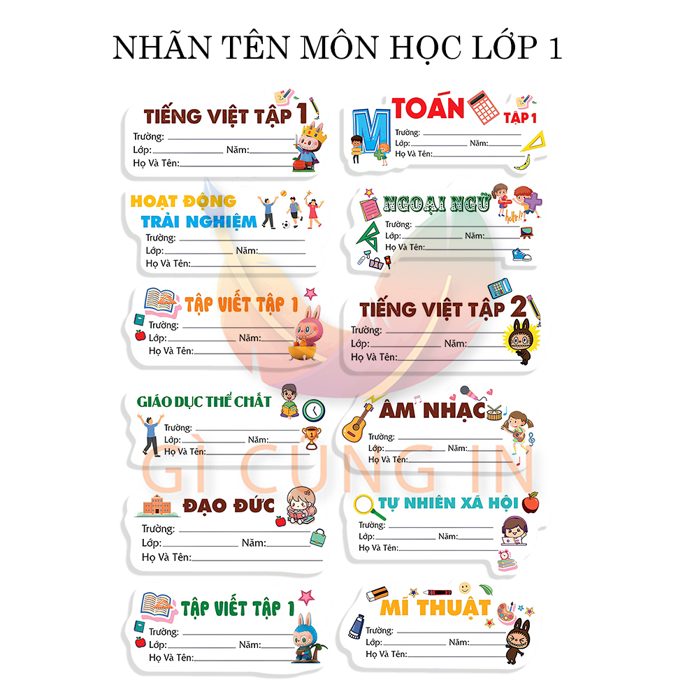 nhãn tên lớp 1 poster lop 1