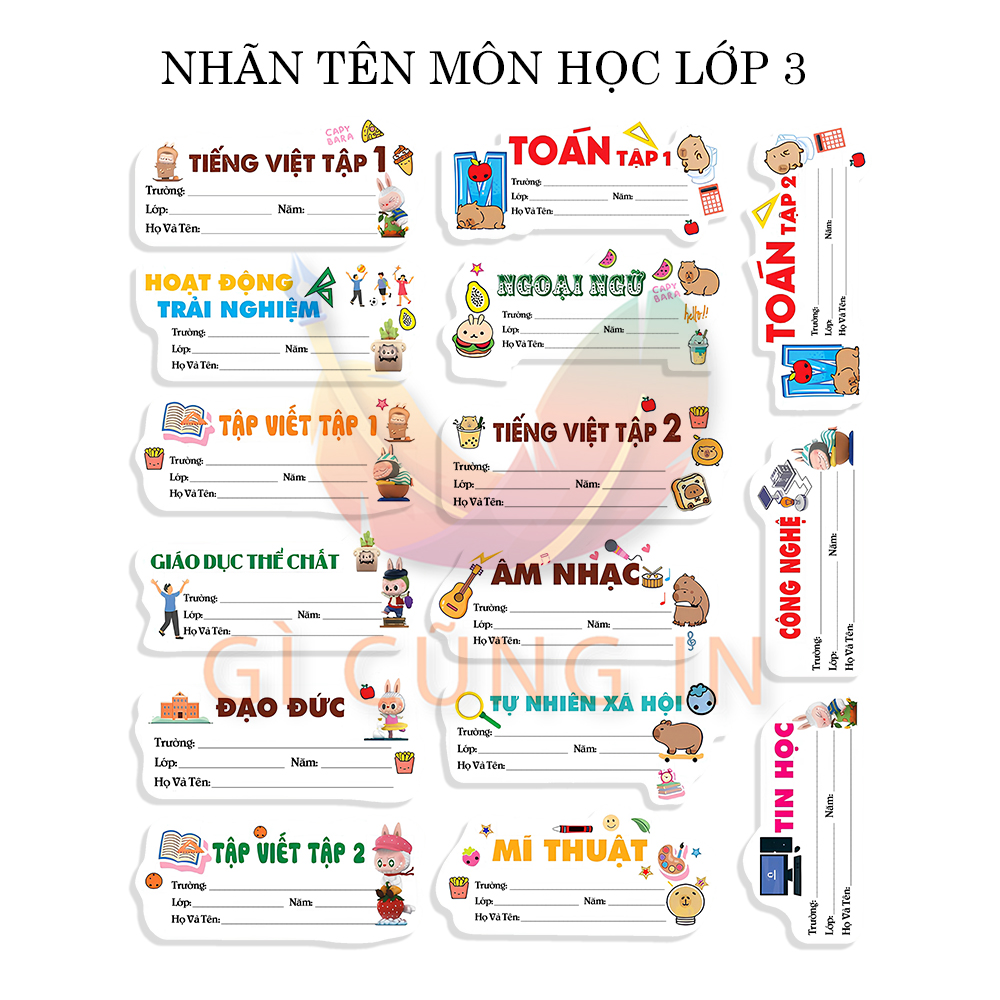 nhãn tên lớp 3 poster lop 3