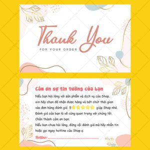 500 Name Card Cảm Ơn Đánh Giá 5 Sao | Thiệp Thank You Khuyến Khích Đánh Giá Tốt Cho Shop Online