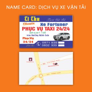 500 Name Card Dịch Vụ Xe Fortuner 4–7 Chỗ – Thiết Kế Chuyên Nghiệp Cho Tài Xế Taxi Giá Rẻ