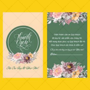 500 Name Card Cảm Ơn Xanh Hoa Vintage – Gửi Lời Tri Ân Đậm Chất Thẩm Mỹ