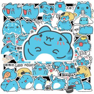 Bộ 50 Sticker Mèo Xanh Biểu Cảm Hài Hước – Cưng Muốn Xỉu, Dán Là Nghiện!