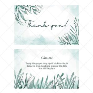 Name Card Cảm Ơn – Mẫu Lá Xanh Tối Giản, Gửi Trọn Tâm Tình Cho Mỗi Đơn Hàng