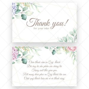 500 Name Card Cảm Ơn – Mẫu Hoa Văn Lá Xanh Sang Trọng, Tinh Tế Cho Shop Online