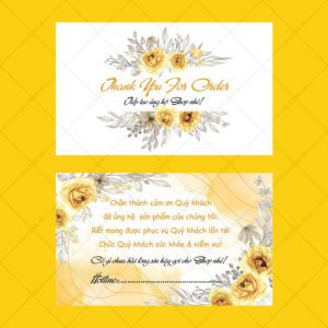 500 Name Card Cảm Ơn Hoa Vàng Nhẹ Nhàng | Mẫu Thiệp Thank You Sang Trọng Cho Shop Online