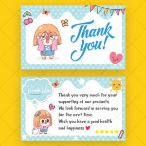 500 Name Card Cảm Ơn Hoạt Hình Dễ Thương | Mẫu Thiệp Thank You Siêu Cute Cho Shop Online
