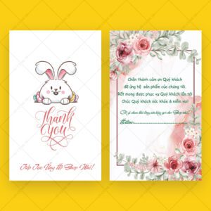 500 Name Card Cảm Ơn Thỏ Trắng Dễ Thương | Thiệp Thank You Siêu Cute Cho Shop Online