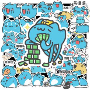 Bộ 50 Sticker Mèo Xanh Biểu Cảm Hài Hước – Cưng Muốn Xỉu, Dán Là Nghiện! poster6 2