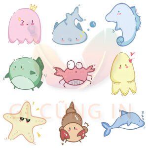 Bộ 50 Sticker Hoạt Hình Đại Dương – Dễ Thương, Màu Pastel, Decor Sổ & Góc Học Tập ContactSheet 004 3
