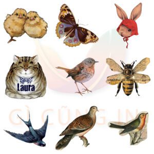 Bộ 50 Sticker Động Vật Vintage – Hoài Cổ, Tinh Tế, Decor Sổ & Trang Trí Góc Học Tập ContactSheet 005 5