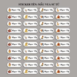 150 Sticker Tên Học Sinh Mẫu Vua Sư Tử (3,3x1cm) – Mạnh Mẽ, Quyết Đoán, Cá Tính Từng Miếng Dán