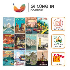 Bộ 100 Poster Thành Phố Vintage – Hành Trình Nghệ Thuật Qua Những Miền Đất Huyền Thoại
