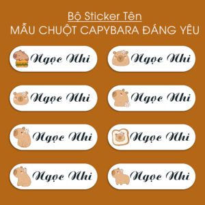150 Sticker Tên Học Sinh Mẫu Chuột Capybara Đáng Yêu (3,3x1cm) – Thiết Kế Độc Lạ, Ngộ Nghĩnh, Siêu Cute Cho Bé
