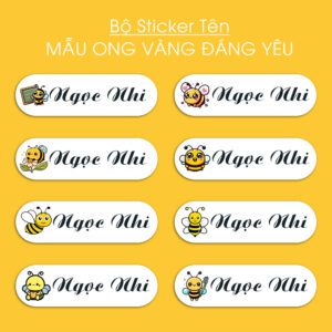 150 Sticker Tên Học Sinh Mẫu Ong Vàng Đáng Yêu (3,3x1cm) – Bé Dán Mê, Phụ Huynh An Tâm