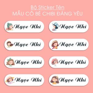 150 Sticker Tên Học Sinh Mẫu Cô Bé Chibi Đáng Yêu (3,3x1cm) – Nhẹ Nhàng, Dễ Thương, Siêu Tiện Dụng
