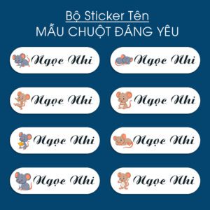 150 Sticker Tên Học Sinh Mẫu Chuột Đáng Yêu (3,3x1cm) – Nhỏ Nhắn, Tinh Nghịch, Bé Dán Là Ghiền