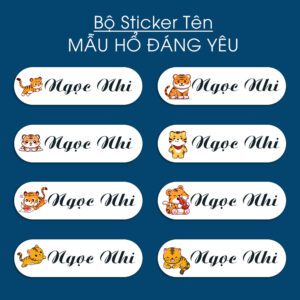 150 Sticker Tên Học Sinh Mẫu Hổ Đáng Yêu (3,3x1cm) – Cá Tính Nổi Bật, Bé Càng Thêm Tự Tin