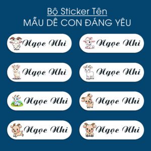 150 Sticker Tên Học Sinh Mẫu Dê Con Đáng Yêu (3,3x1cm) – Bé Hiền Ngoan, Mẹ An Tâm