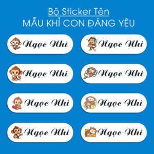 150 Sticker Tên Học Sinh Mẫu Khỉ Con Đáng Yêu (3,3x1cm) – Bé Nghịch Ngợm Cũng Phải Gọn Gàng