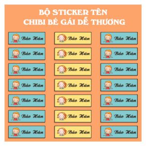 150 Sticker Tên Học Sinh Chibi Bé Gái Dễ Thương (3,3x1cm) – Bé Cưng Thích Mê, Dán Mọi Nơi