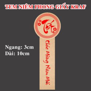 Tem Niêm Phong Giấy Kraft Tết – Chữ Đỏ May Mắn, Dán Túi Hộp Sang Trọng & Lịch Sự