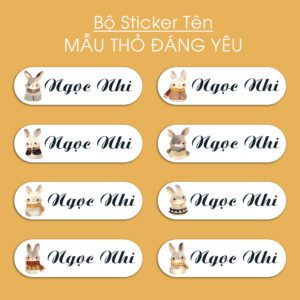150 Sticker Tên Học Sinh Mẫu Thỏ Đáng Yêu (3,3x1cm) – Dịu Dàng, Xinh Xắn, Bé Nào Cũng Mê
