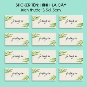 150 Sticker Tên Học Sinh Hình Lá Cây (3,5x1,5cm) – Tối Giản, Mộc Mạc, Càng Nhìn Càng Mê