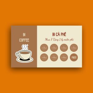500 Thẻ Tích Điểm Quán Cà Phê – Mua 7 Tặng 1 Ly Miễn Phí – Thiết Kế Dễ Thương, Dễ Sử Dụng